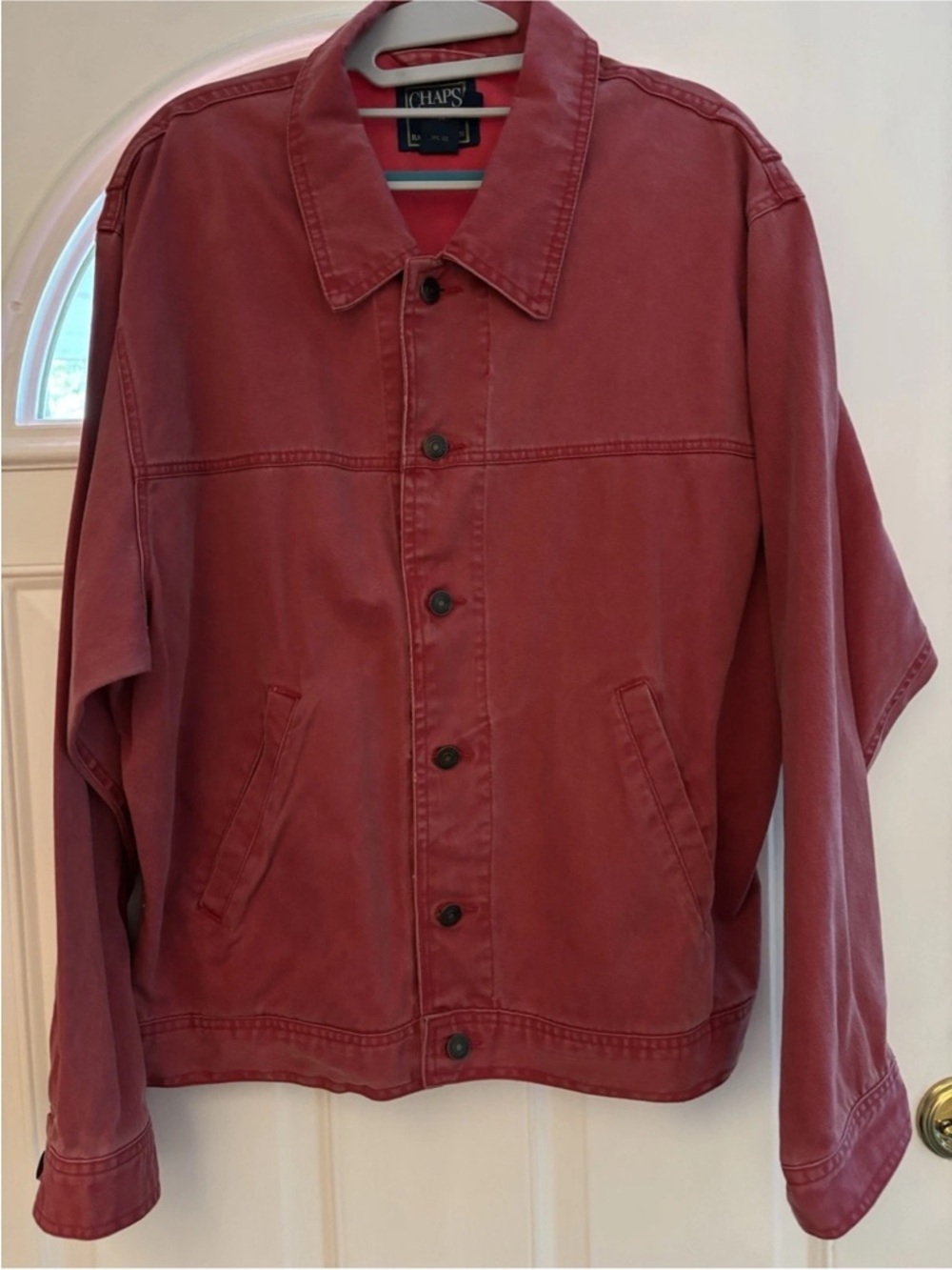 90S Rare Vintage Men’s Chaps Ralph Lauren Red American Flag Denim Jacket Sz M - Picture 8 of 12
